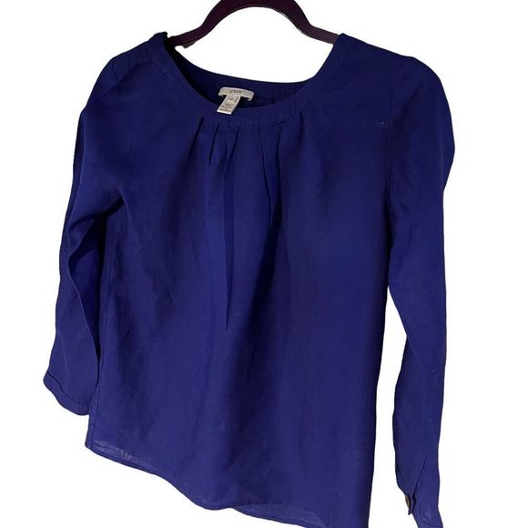 J.Crew 100% Purple linen long sleeve w cuff buttons Sz 00 - Picture 6 of 6